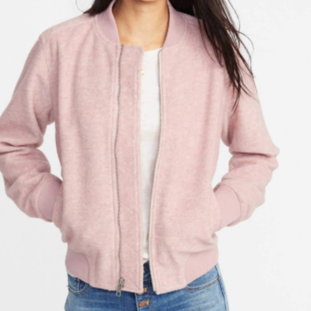Old Navy Bomber Jacket Textured Pink Jacquard - Picture 2 of 12